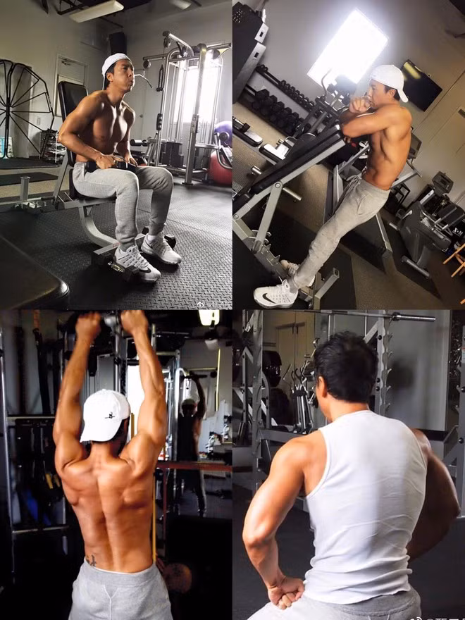 Nam diễn viên 6X chăm chỉ đến phòng gym dù lịch trình bận rộn ẢNH: WEIBO NV