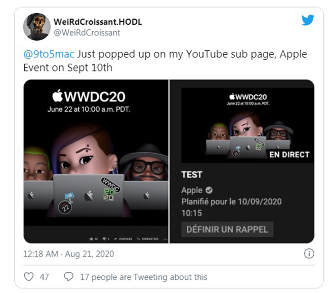 Sự kiện ra mắt dòng iPhone 12 sẽ được phát trực tiếp vào ngày 10/09.