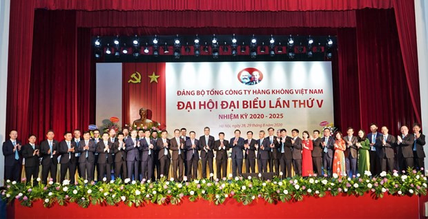 Hội nghị Ban chấp hành Đảng bộ Tổng công ty Hàng không Việt Nam lần thứ nhất, nhiệm kỳ 2020-2025 đã bầu ra Ban Thường vụ mới gồm 9 đồng chí. (Ảnh: CTV/Vietnam+)
