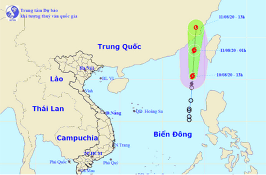  Vị trí và đường đi của bão số 3 - Nguồn: Trung tâm Dự báo Khí tượng Thủy văn Quốc gia