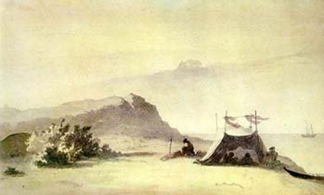 Lều thám hiểm trên đảo Barsa-Kelmes, 1848.