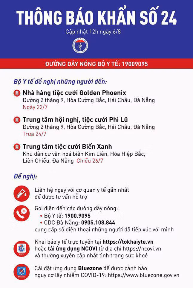 Thông báo khẩn của Bộ Y tế