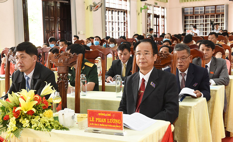 Đồng chí Lê Phan Lương-Ủy viên Ban Thường vụ Tỉnh ủy, Trưởng ban Tuyên giáo Tỉnh ủy dự và chỉ đạo Đại hội. Ảnh: Đức Thụy Các đại biểu tham dự đại hội. Ảnh: Đức Thụy