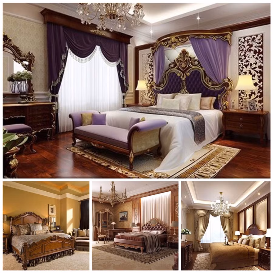 Phòng ngủ kiểu tân cổ điển là những đường cong mềm mại không có quá nhiều chi tiết rườm rà, tinh xảo nhưng lại rất sang trọng . Đồ họa: Phương Duy