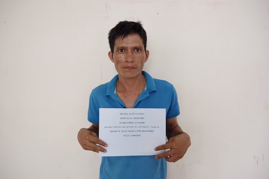 Đối tượng Cường tại cơ quan chức năng. Ảnh: Anh Huy