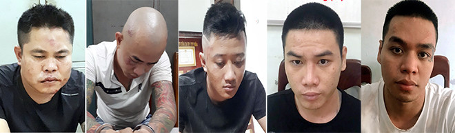 5 đối tượng bị bắt giữ tại hiện trường vụ cưỡng đoạt tài sản, gồm : Huỳnh Minh Sang, Nguyễn Tấn Thịnh, Đào Thế Phong, Trần Ngọc Thủy, Vũ Minh Trường. Ảnh : Hữu Toàn 5 đối tượng bị bắt giữ tại hiện trường vụ cưỡng đoạt tài sản, gồm : Huỳnh Minh Sang, Nguyễn Tấn Thịnh, Đào Thế Phong, Trần Ngọc Thủy, Vũ Minh Trường. Ảnh : Hữu Toàn