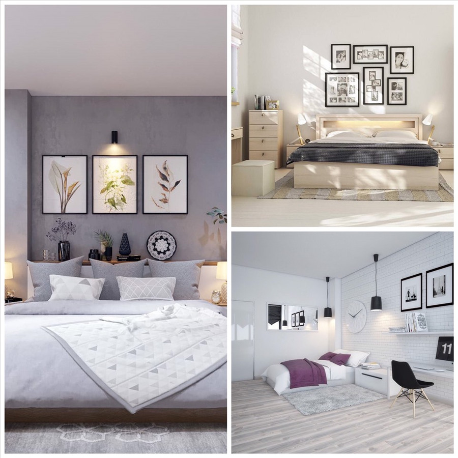  Phòng ngủ phong cách Scandinavian thường có tone màu trắng và đèn vàng tạo sự lãng mạn. Đồ họa: Phương Duy