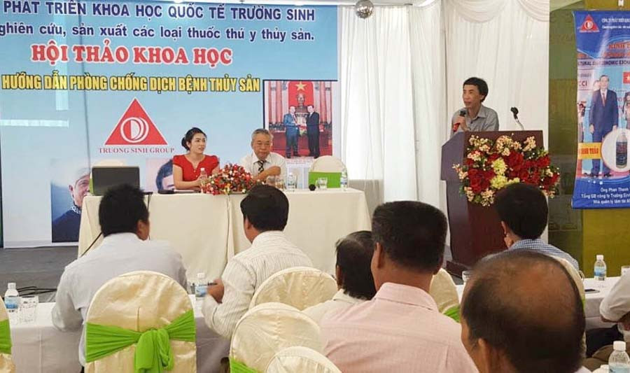 Công ty thường xuyên tổ chức các hội thảo khoa học hướng dẫn phòng chống dịch bệnh cho thủy sản. Ảnh: Trần Dung Công ty thường xuyên tổ chức các hội thảo khoa học hướng dẫn phòng chống dịch bệnh cho thủy sản. Ảnh: Trần Dung