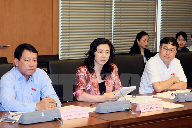 Đại biểu Quốc hội tỉnh Bắc Giang Lê Thị Thu Hồng phát biểu tại tổ.