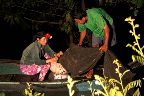 Trời còn rất tối, vợ chồng anh Bắc (xã Bình Thạnh- Hồng Ngự) phải thức đi đổ dớn. Trời còn rất tối, vợ chồng anh Bắc (xã Bình Thạnh- Hồng Ngự) phải thức đi đổ dớn.