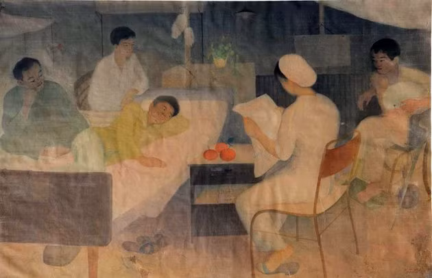 Tác phẩm "Đọc báo cho chiến sĩ". Tác phẩm