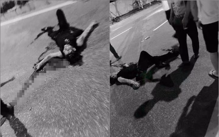 Nạn nhân bị chém gục ngay trên đường.