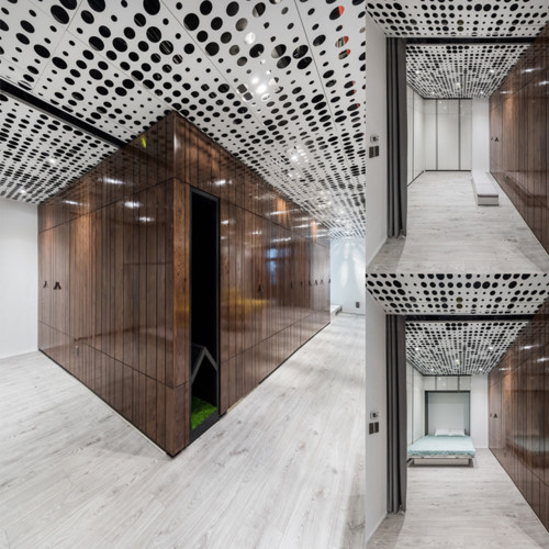 Hầu hết các bức tường ngăn cách các không gian đơn lẻ trong nhà được làm từ gỗ, thân thiện với môi trường.