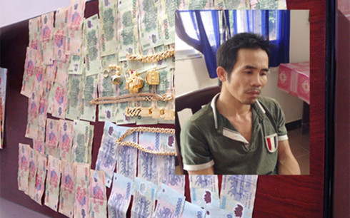 Đối tượng Sỹ cùng tang vật vụ án. Đối tượng Sỹ cùng tang vật vụ án.