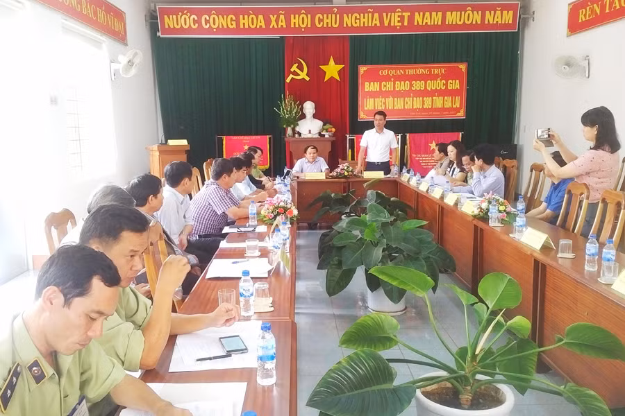 BCH 389 Quốc gia đánh giá cao hoạt động kiểm tra, xử lý về phân bón tại Gia Lai. Ảnh: Q.H