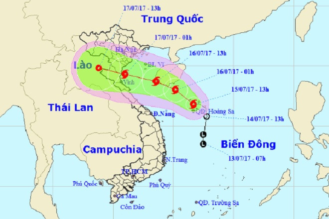  Vị trí và hướng di chuyển tiếp theo của bão số 2 – Talas. Ảnh Trung tâm Dự báo KTTVTƯ