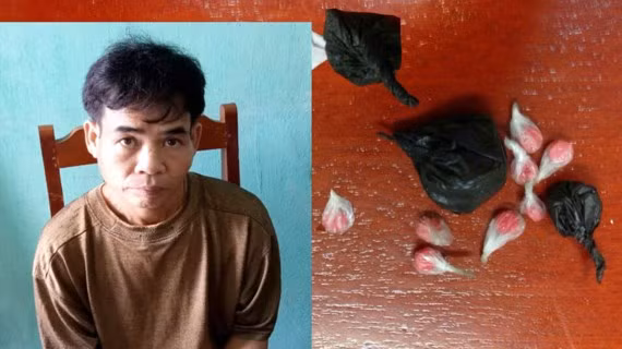 Đối tượng Hà Văn Nịnh và tang vật.