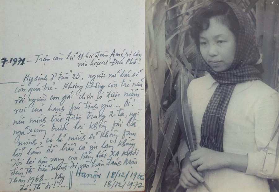 Một bức ảnh của bác sĩ Đặng Thuỳ Trâm và bút tích của đại tá Khương Thế Hưng. Ảnh tư liệu.