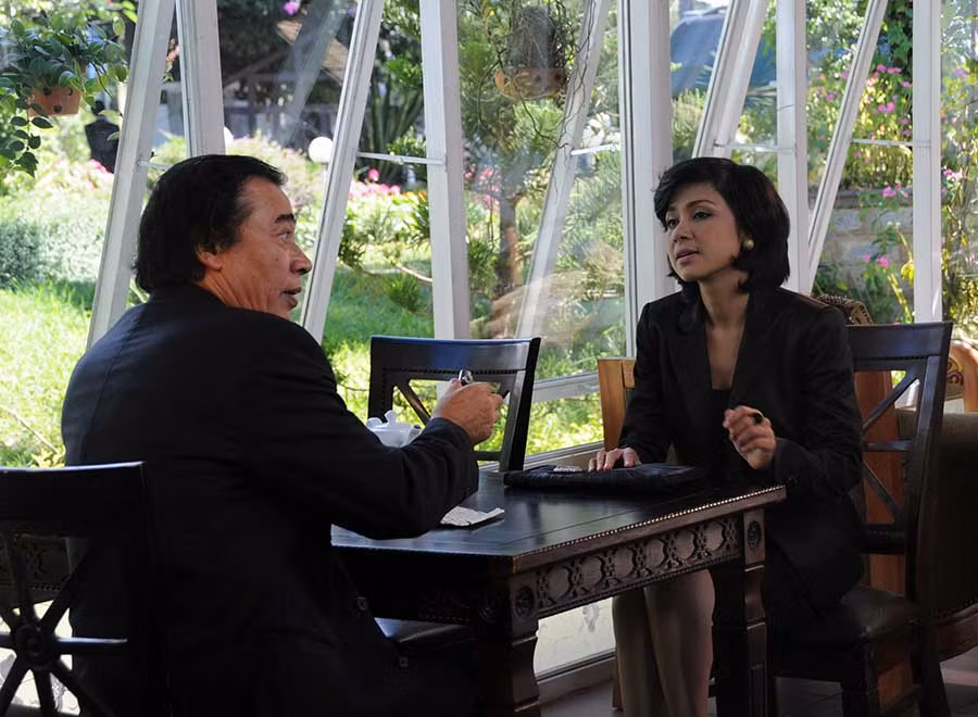 Diễn viên Việt Trinh và Đào Bá Sơn trong một phim đóng ở Đà Lạt. Ảnh: