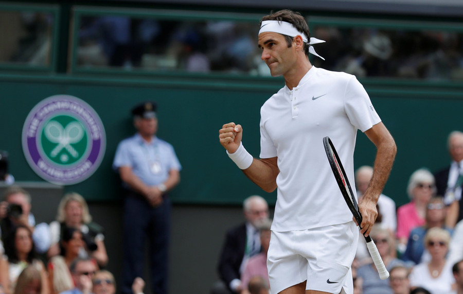 Federer trong trận thắng Cilic. Ảnh: AFP Federer trong trận thắng Cilic. Ảnh: AFP