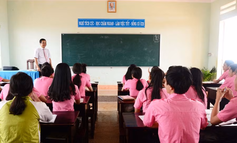 Một tiết học GDCD của Trường THPT Trần Cao Vân (huyện Chư Sê). Ảnh: N.T