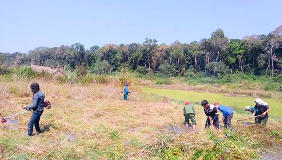 Ra quân sửa chữa đường giao thông nông thôn. Ảnh: Trần Dung