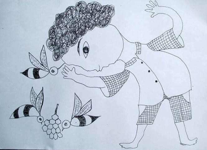 Một trong 20 bức tranh của Võ Diệu Thanh trong tập sách Siêu nhân cua Một trong 20 bức tranh của Võ Diệu Thanh trong tập sách Siêu nhân cua