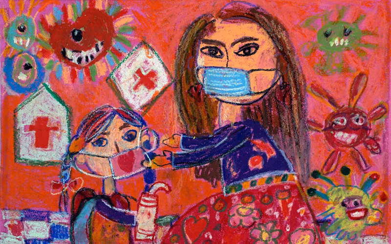 Một bức tranh trong Triển lãm trực tuyến Giải thưởng Mỹ thuật thiếu nhi Việt Nam năm 2021.