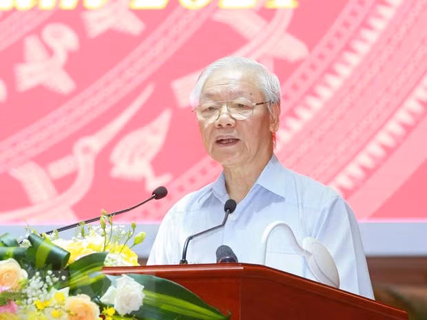  Tổng Bí thư Nguyễn Phú Trọng phát biểu chỉ đạo hội nghị. (Ảnh: Phương Hoa/TTXVN)