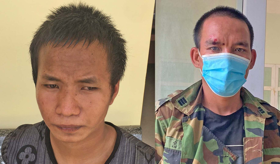 Đối tượng Hái (bìa trái) và đối tượng Trực bị bắt giữ. Ảnh: Nguyễn Hữu Đối tượng Ksor Hái (bên trái) và đối tượng Trực bị bắt giữ. Ảnh: Nguyễn Hữu