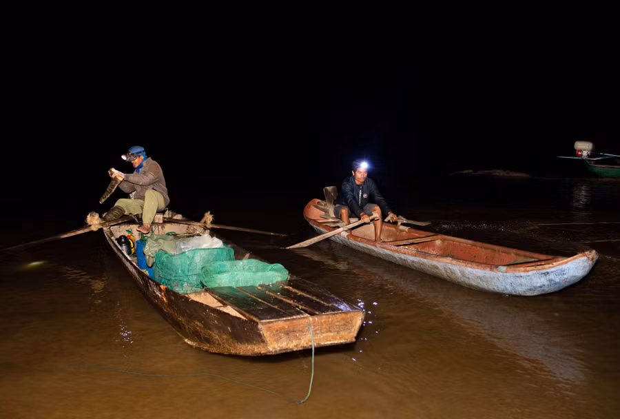 Việc đánh bắt cá bắt đầu diễn ra lúc mặt trời chưa mọc. Ảnh: ĐT