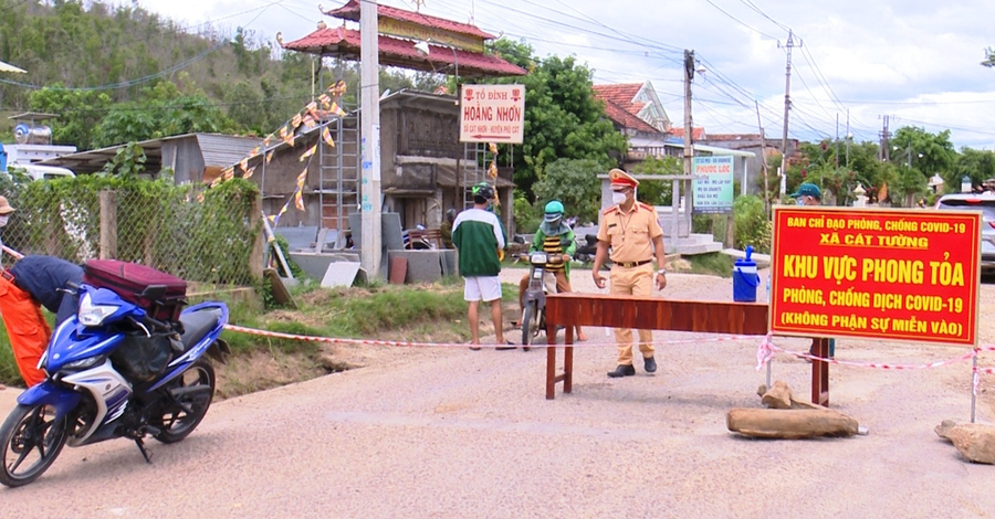 Khu vực phong tỏa ở xã Cát Tường. 