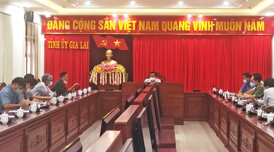 Quang cảnh buổi lễ khởi động Trung tâm tại điểm cầu Tỉnh ủy. Ảnh: Anh Huy