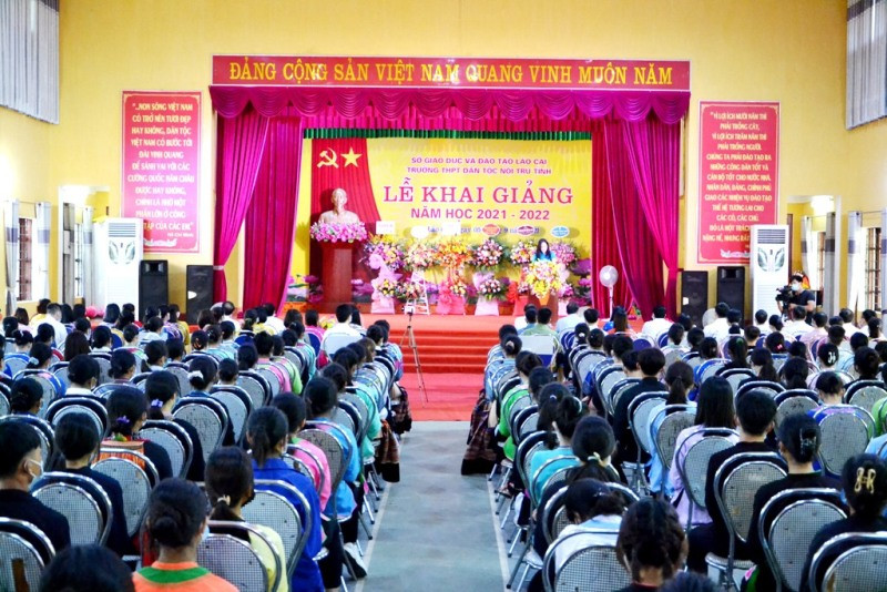  Khai giảng năm học mới ở Trường THPT Dân tộc nội trú tỉnh Lào Cai. (Ảnh: Mai Tú)