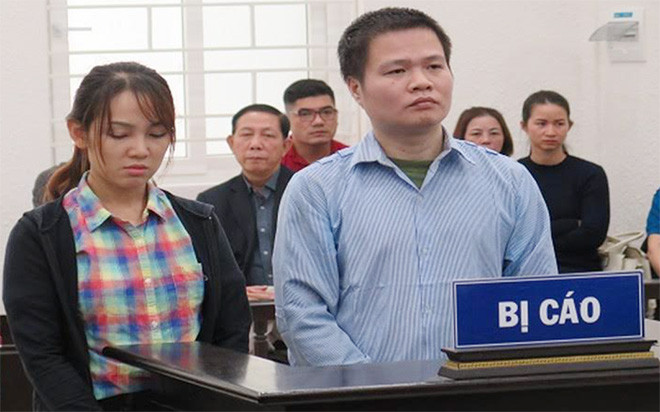 Vợ chồng bị cáo Thái và Trang tại phiên toà. Vợ chồng bị cáo Thái và Trang tại phiên toà.