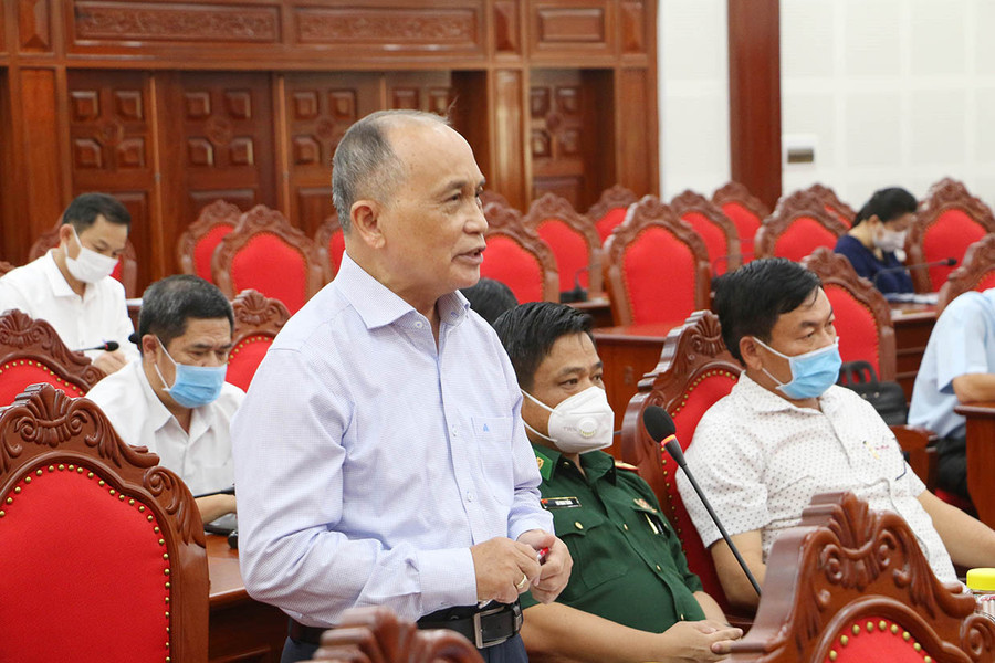 Phó Giáo sư-Tiến sĩ Nguyễn Danh-Chủ tịch Liên hiệp các Hội Khoa học và Kỹ thuật tỉnh phát biểu tại hội nghị. Ảnh: Tấn Thi