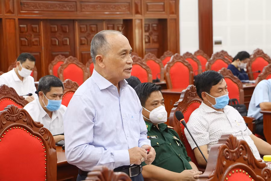 Phó Giáo sư-Tiến sĩ Nguyễn Danh-Chủ tịch Liên hiệp các Hội Khoa học và Kỹ thuật tỉnh phát biểu tại hội nghị. Ảnh: Tấn Thi