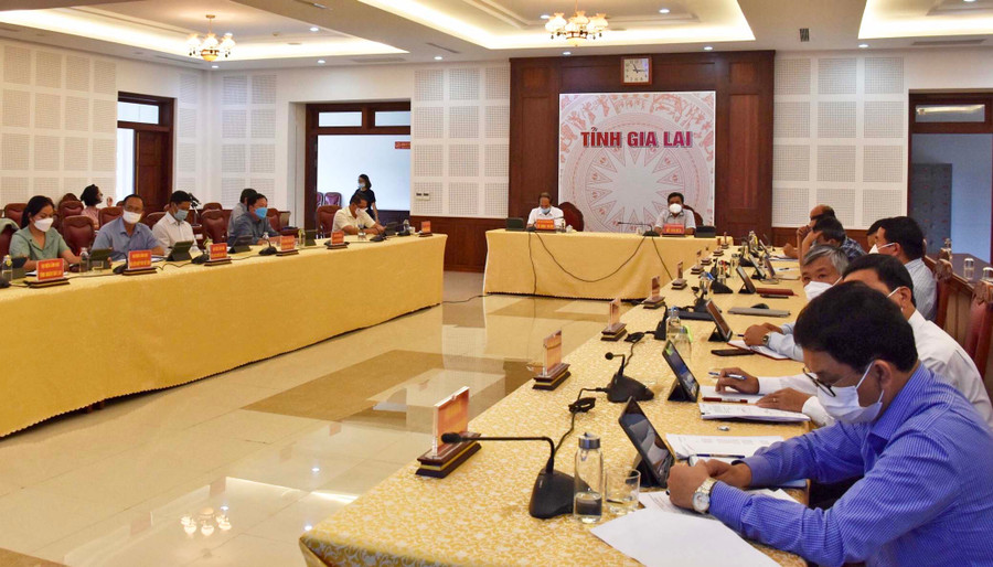 Quang cảnh hội nghị tại điểm cầu tỉnh Gia Lai. Ảnh: Trần Dung