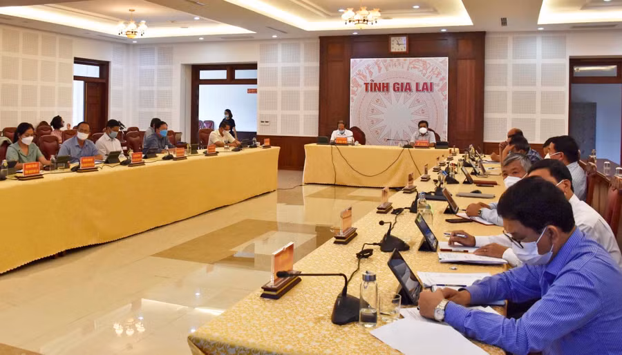 Quang cảnh hội nghị tại điểm cầu tỉnh Gia Lai. Ảnh: Trần Dung