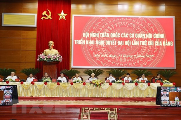 Sáng 15/9, tại Hà Nội, Tổng Bí thư Nguyễn Phú Trọng chủ trì Hội nghị trực tuyến toàn quốc các cơ quan nội chính triển khai Nghị quyết Đại hội lần thứ XIII của Đảng. (Ảnh: Trí Dũng/TTXVN) Sáng 15/9, tại Hà Nội, Tổng Bí thư Nguyễn Phú Trọng chủ trì Hội nghị trực tuyến toàn quốc các cơ quan nội chính triển khai Nghị quyết Đại hội lần thứ XIII của Đảng. (Ảnh: Trí Dũng/TTXVN)