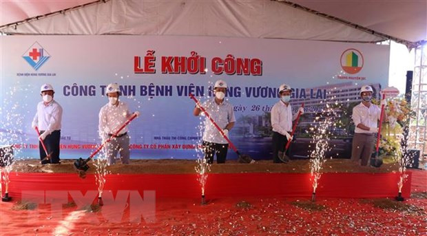 Nghi thức khởi công Bệnh viện Hùng Vương Gia Lai. Ảnh: Hồng Điệp/TTXVN