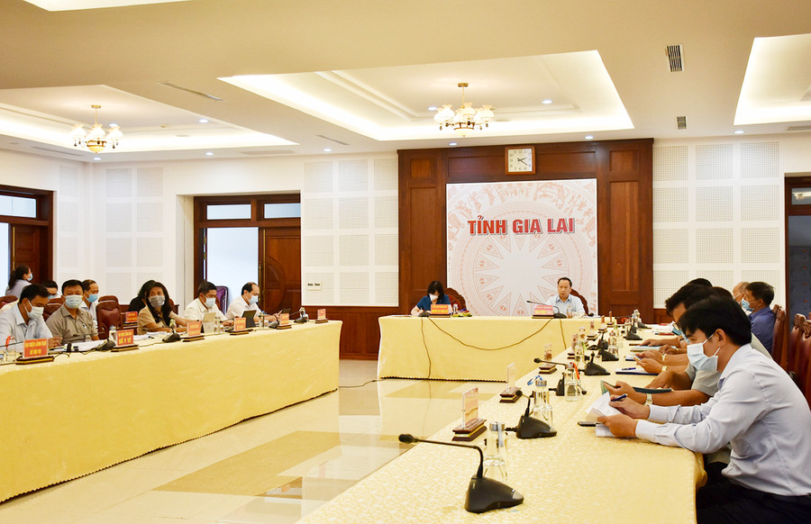 Quang cảnh hội nghị tại điểm cầu tỉnh Gia Lai. Ảnh Trần Dung