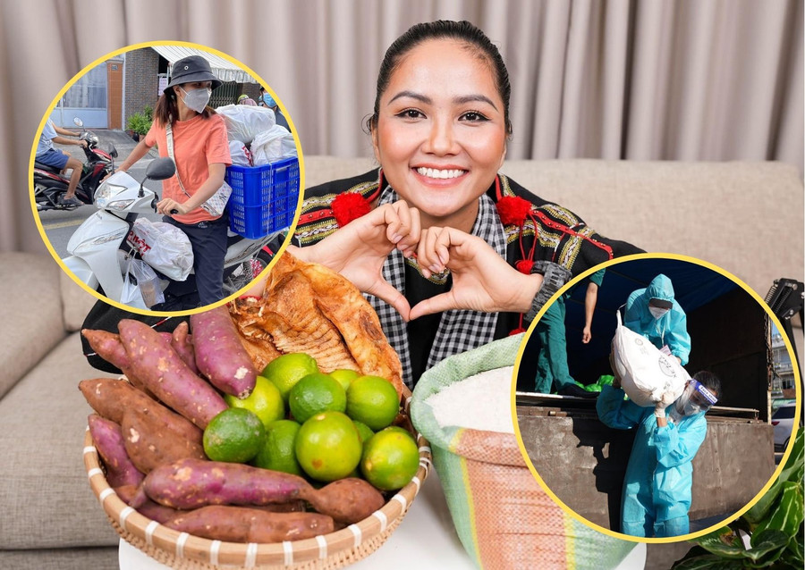 Những khoảnh khắc ấn tượng của Hoa hậu H’Hen Niê trong các chương trình thiện nguyện đã giúp cô chinh phục trái tim khán giả. Ảnh: FBNV