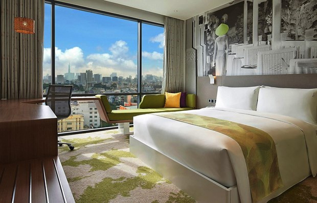 Một phòng khách sạn được bố trí làm nơi cách ly tập trung. Ảnh: CTV/Vietnam+