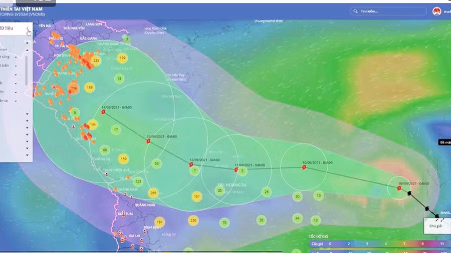 Quần đảo Hoàng Sa sẽ là khu vực cực kỳ nguy hiểm trong bão số 5 với gió cấp 11, giật cấp 13 kèm theo sóng lớn . Ảnh Trung tâm Dự báo khí tượng thủy văn quốc gia