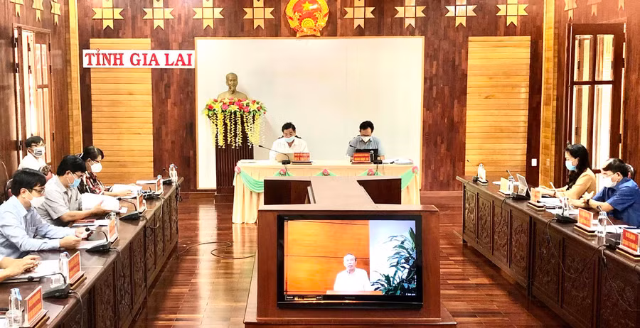 Quang cảnh tại điểm cầu tỉnh Gia Lai. Ảnh: Lê Nam