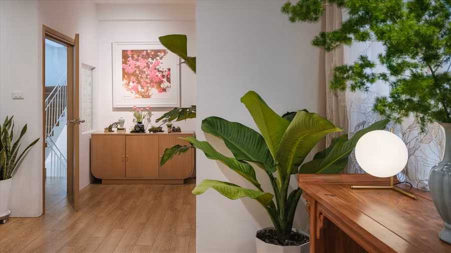 Không gian sống hiện diện nhiều cây xanh, cắm hoa tươi chứ không sử dụng hoa giả…