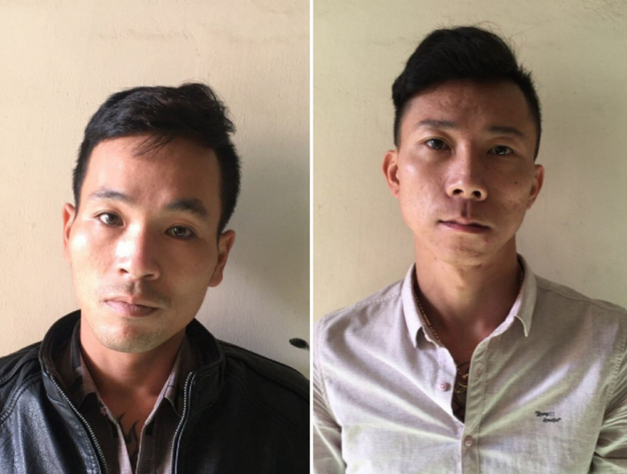 2 đối tượng Ngô Đình Nam (bìa trái) và Âu Chí Thiện tại cơ quan điều tra. Ảnh: Lê Anh 2 đối tượng Ngô Đình Nam (bìa trái) và Âu Chí Thiện tại cơ quan điều tra. Ảnh: Lê Anh