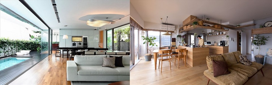 Thiết kế nhà không gian mở giúp tăng diện tích sử dụng các phòng. Đồ họa: M.H