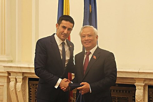 Phó Chủ tịch Quốc hội Uông Chu Lưu gặp Chủ tịch Nhóm Nghị sỹ hữu nghị Romania -Việt Nam